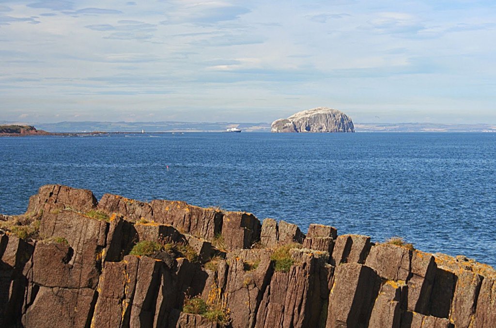 The Bass Rock from St Baldred's Cradle. Tour East Lothian and you're sure to find yourself here.