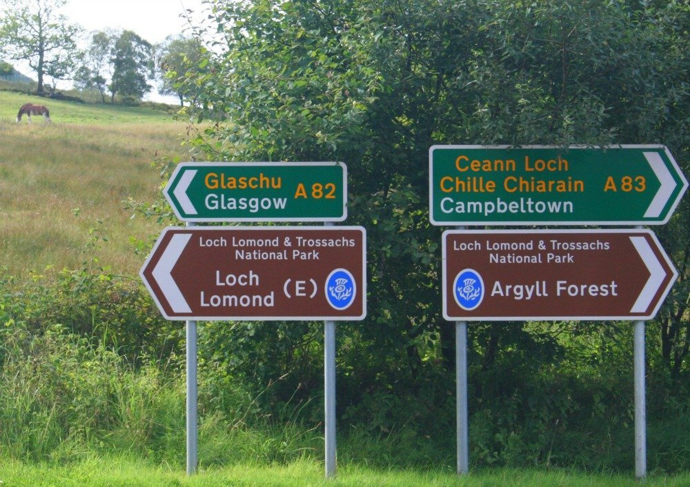 Road-signs by Loch Lomond