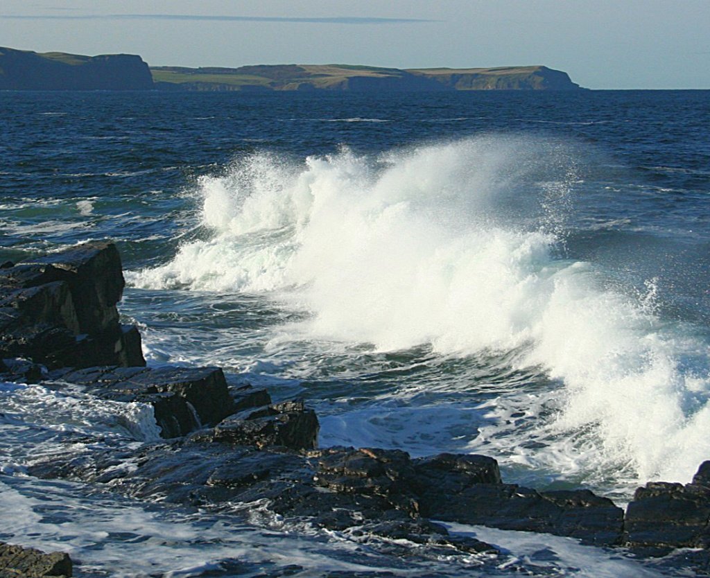 West Rocks, Rosehearty, with Troup Head