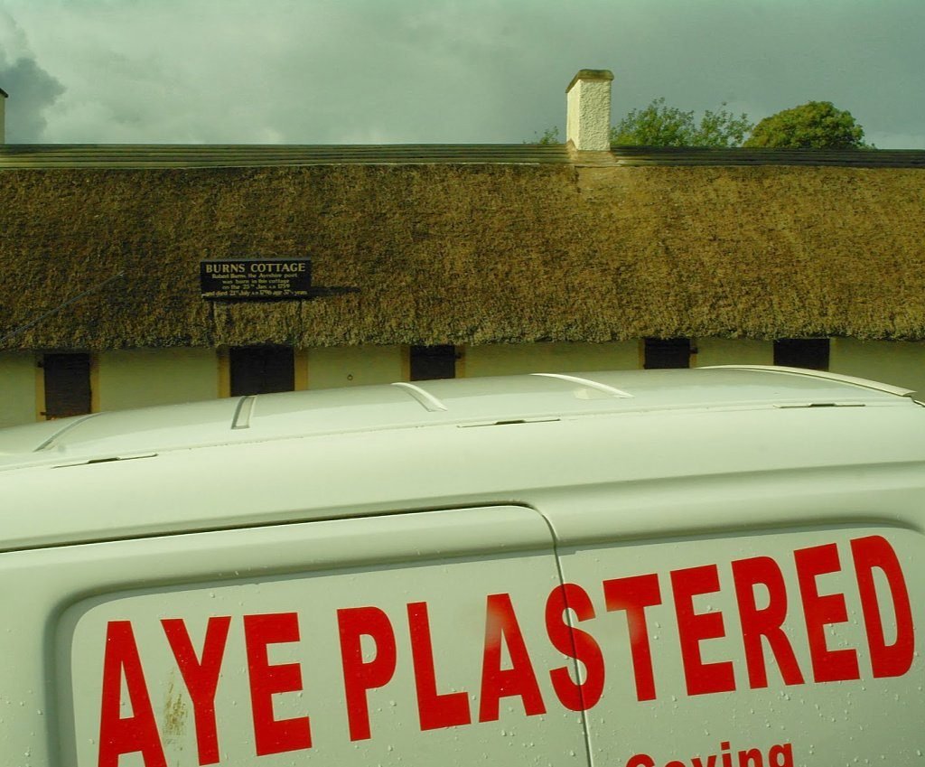 Tradesman’s van outside Burns Cottage. Tradesman’s van outside Burns Cottage.