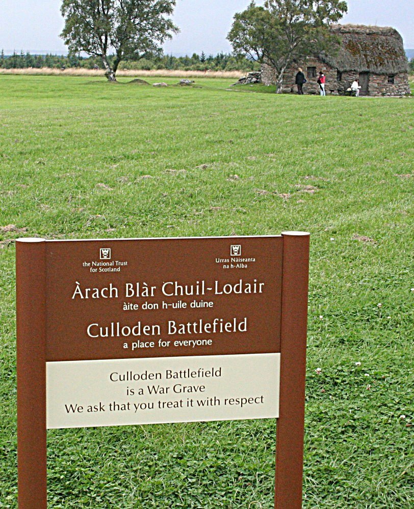 Culloden Battlefield is a designated War Grave. Culloden Battlefield, Old Leanach cottage in background