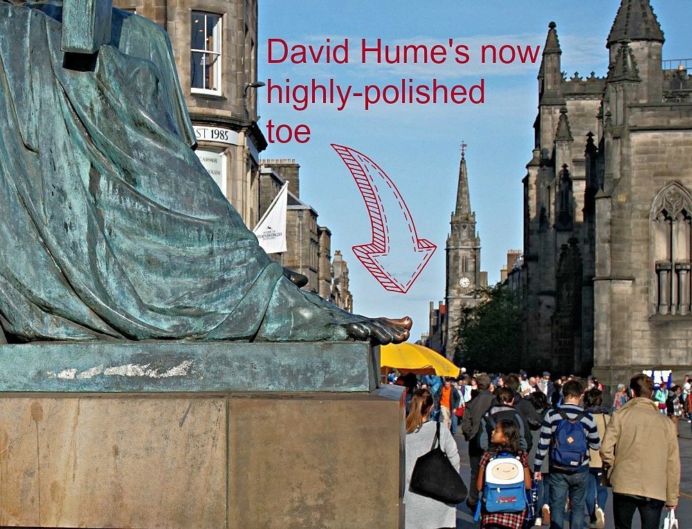 David Hume's polished toe, Royal Mile, Edinburgh David Hume's polished toe, Royal Mile, Edinburgh