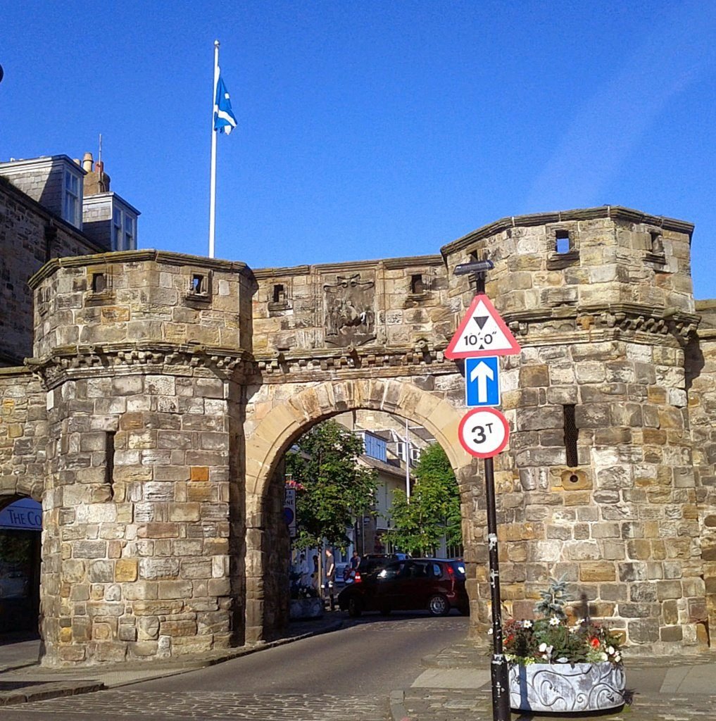 Saltire flying above St Andrews' town gate Saltire flying above St Andrews' town gate