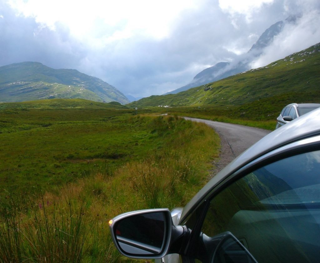 driving-in-scotland-torridon Driving single-track road in Glen Torridon