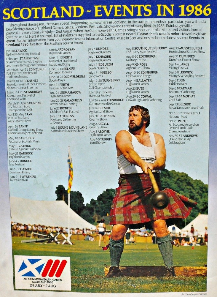 Aha. The back page of the old Scotland main guide. (Stereotypical brawny Highland Games Competitor also obligatory in tourism in Scotland imagery.)
